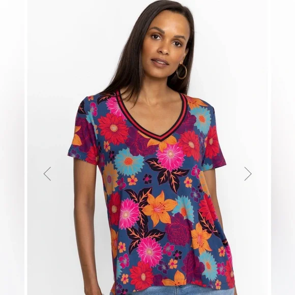 Johnny Was The Janie Favorite Short Sleeve V Neck Swing T Tee Shirt S - Picture 1 of 9